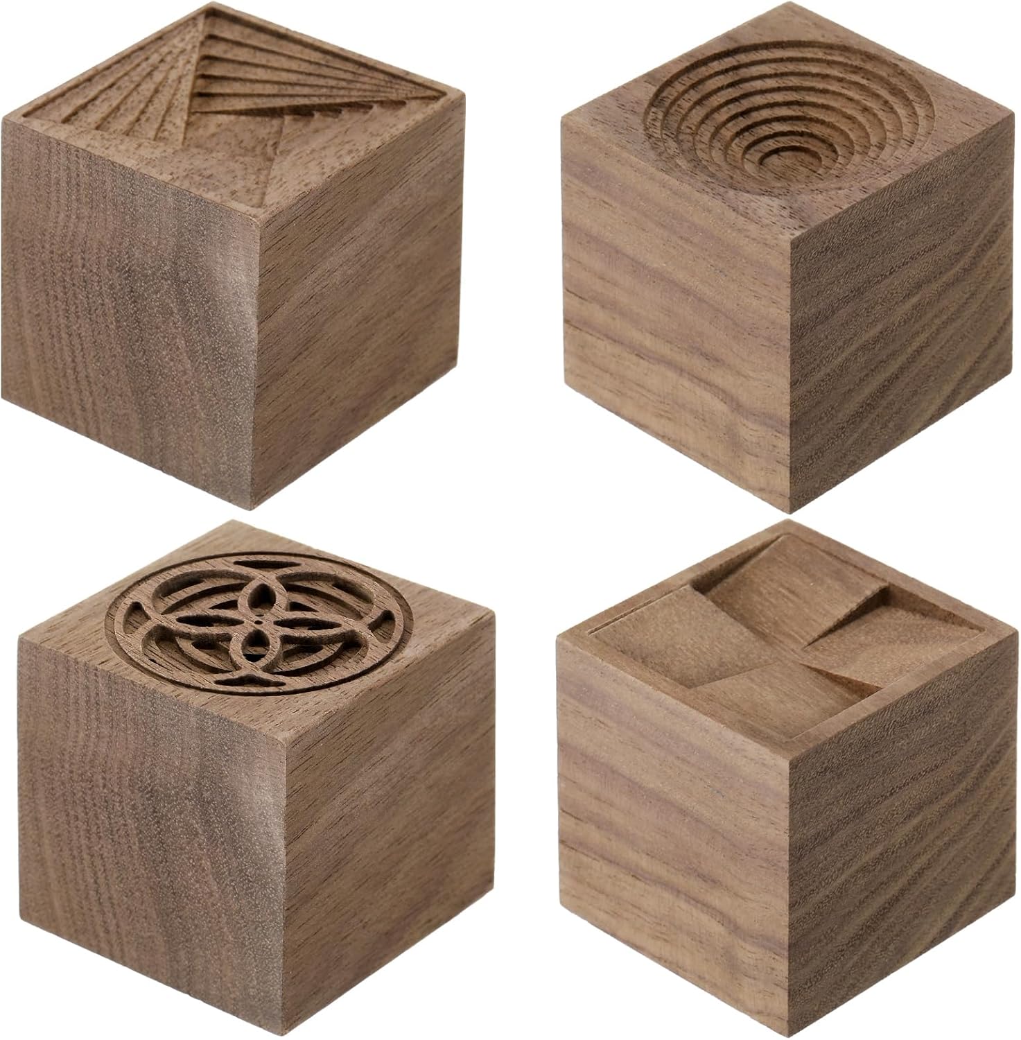 Leinuosen 4 Pcs Wooden Essential Oil Diffuser Square Diffuser Wooden Grain Portable Air Freshener for Car Aromatherapy Home Offices Yoga Sauna Rooms Spa Centers