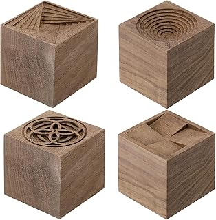 Leinuosen 4 Pcs Wooden Essential Oil Diffuser Square Diffuser Wooden Grain Portable Air Freshener for Car Aromatherapy Home Offices Yoga Sauna Rooms Spa Centers