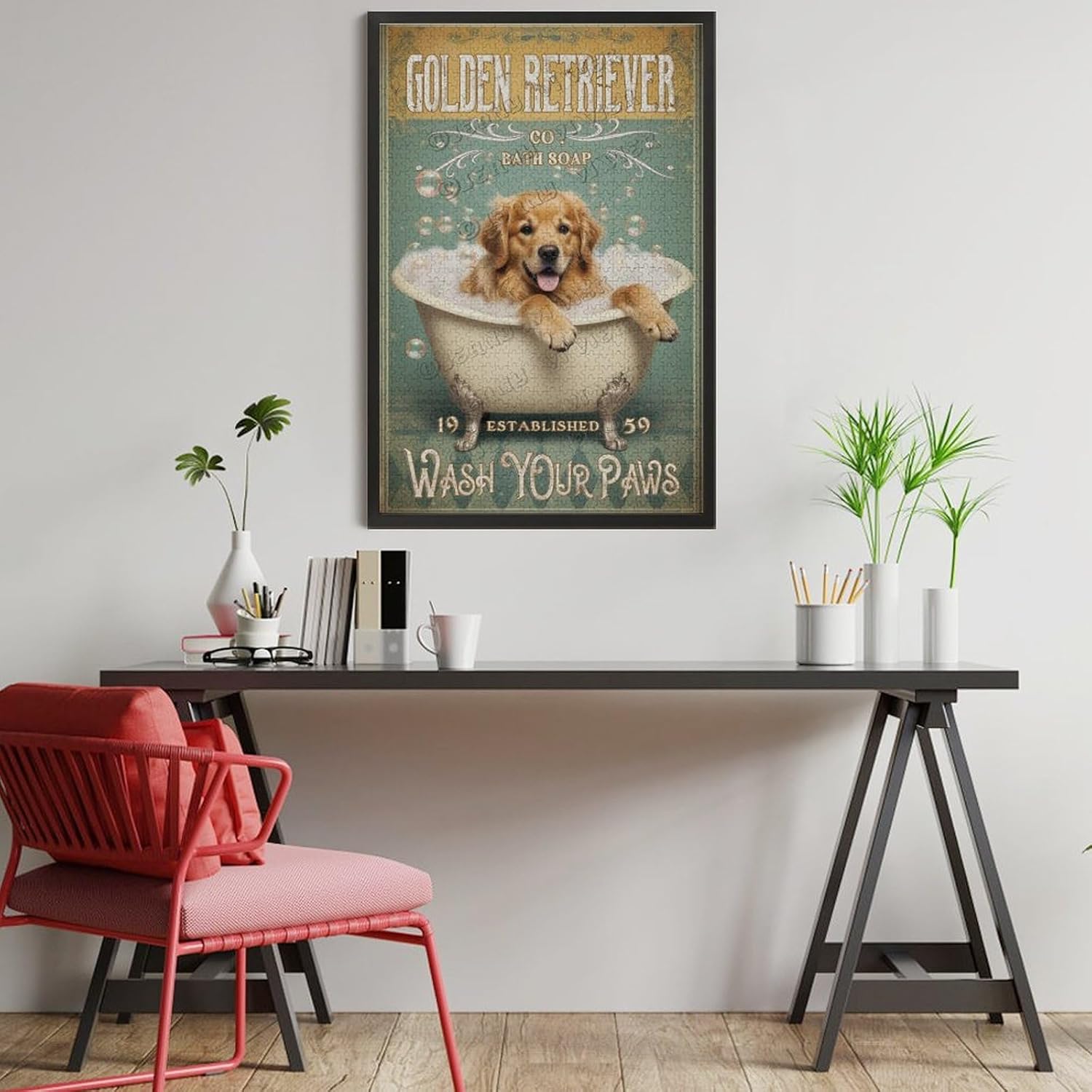 Jigsaw Puzzles 1000 Pieces for Adults, Families Golden Retriever Pieces Fit Together Perfectly,Wooden Puzzles