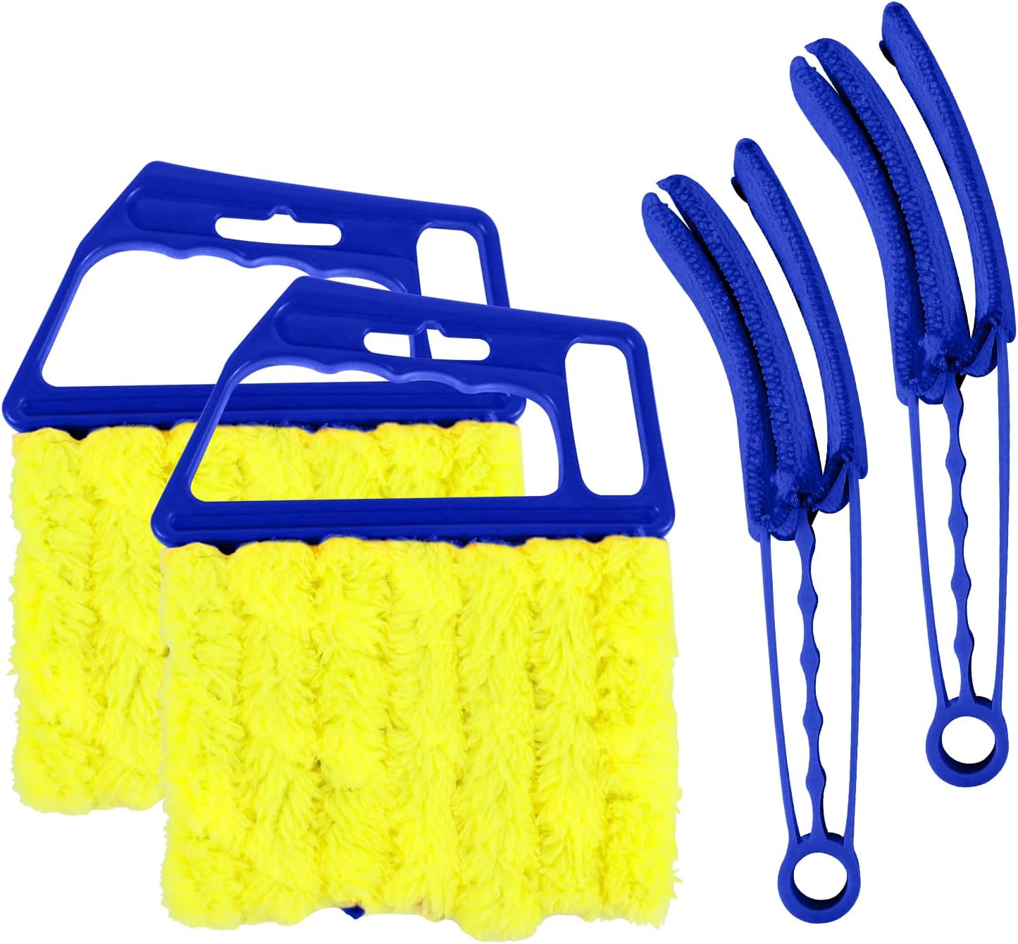 4PCS Blind Cleaner Duster Tool, Washable 7-Finger Window Venetian Blind Shutter Duster Brush, Hand-Held Automotive Cleaning Tool for Blinds, A/C Vent, Keyboard, Car Accessories (Orange)