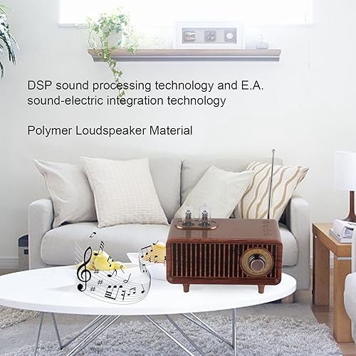 Miniatura 3 de ASHATA Altavoz Bluetooth de madera retro, radio FM Altavoz Bluetooth con elegante clásico, altavoces vintage de escritorio USB con radio para