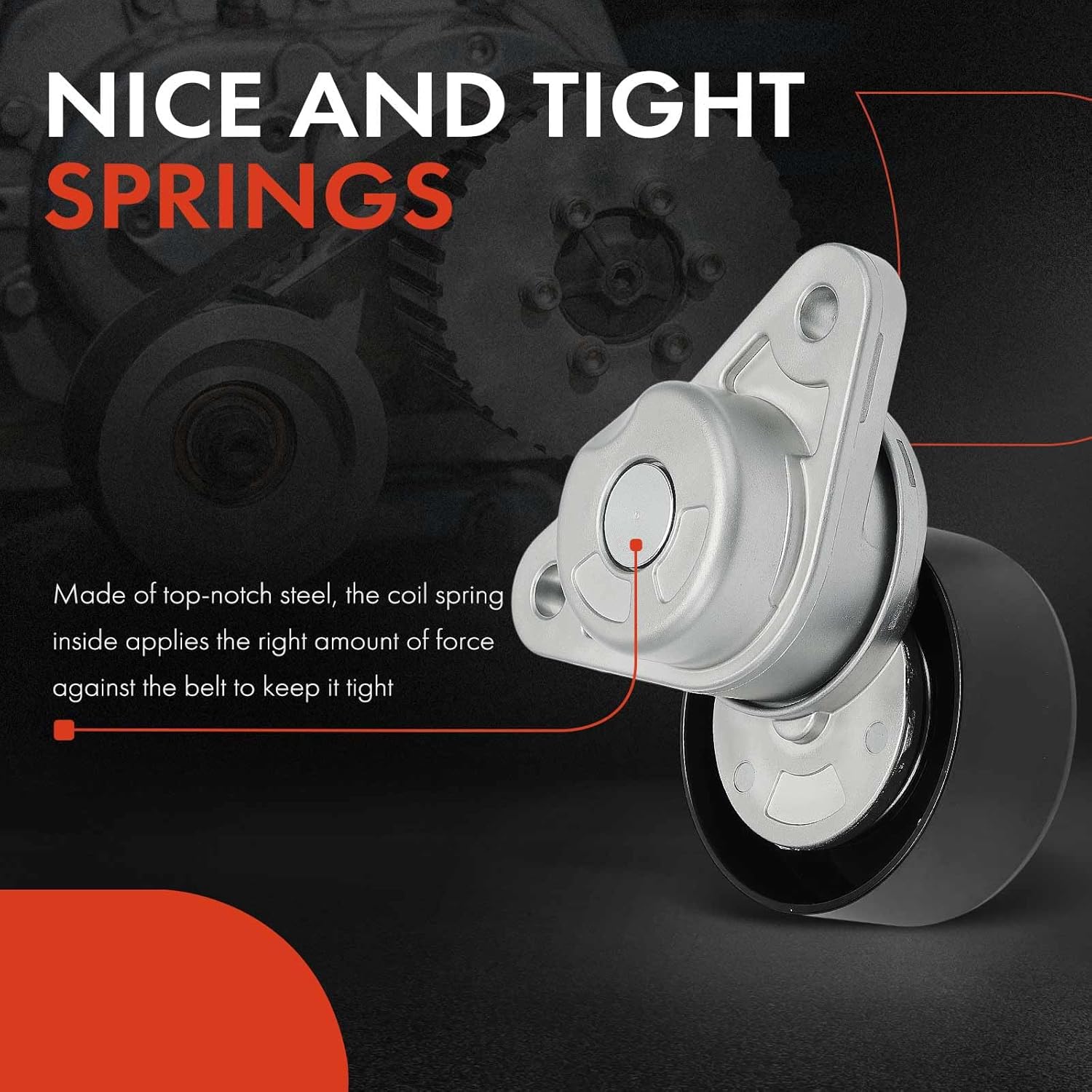 A-Premium Belt Tensioner Assembly with Pulley Compatible with GMC Acadia, Canyon & Chevrolet Camaro, Colorado, Blazer & Buick LaCrosse, Regal Sportback & Cadillac CTS, XT5, ATS, CT6, XT6, CT5