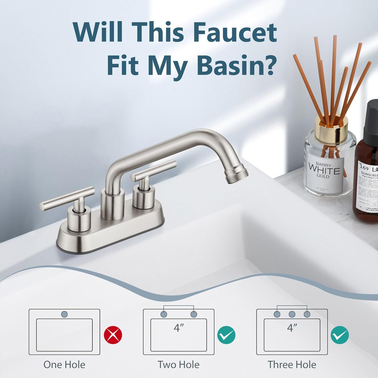 Aolemi Utility Sink Faucet 4 Inch Centerset, Laundry Sink Faucets with Swivel Spout and 3/4" NPT Threaded End, Dual Handle Faucet for Laundry or Utility Room, Brushed Nickel - Image 3