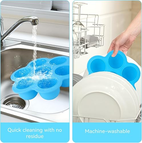 Miniatura 5 de Paquete de 2 moldes de silicona para mordeduras de huevo, antiadherentes, 7 tazas de silicona para hornear, accesorios para freidora de aire para