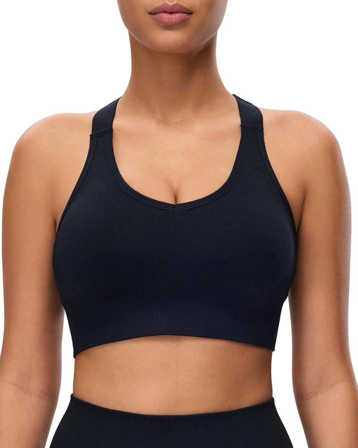 Adjustable Sports Bras for Women 3-Pack Racerback High Support Bras Seamless Yoga Bra with Removable Cups