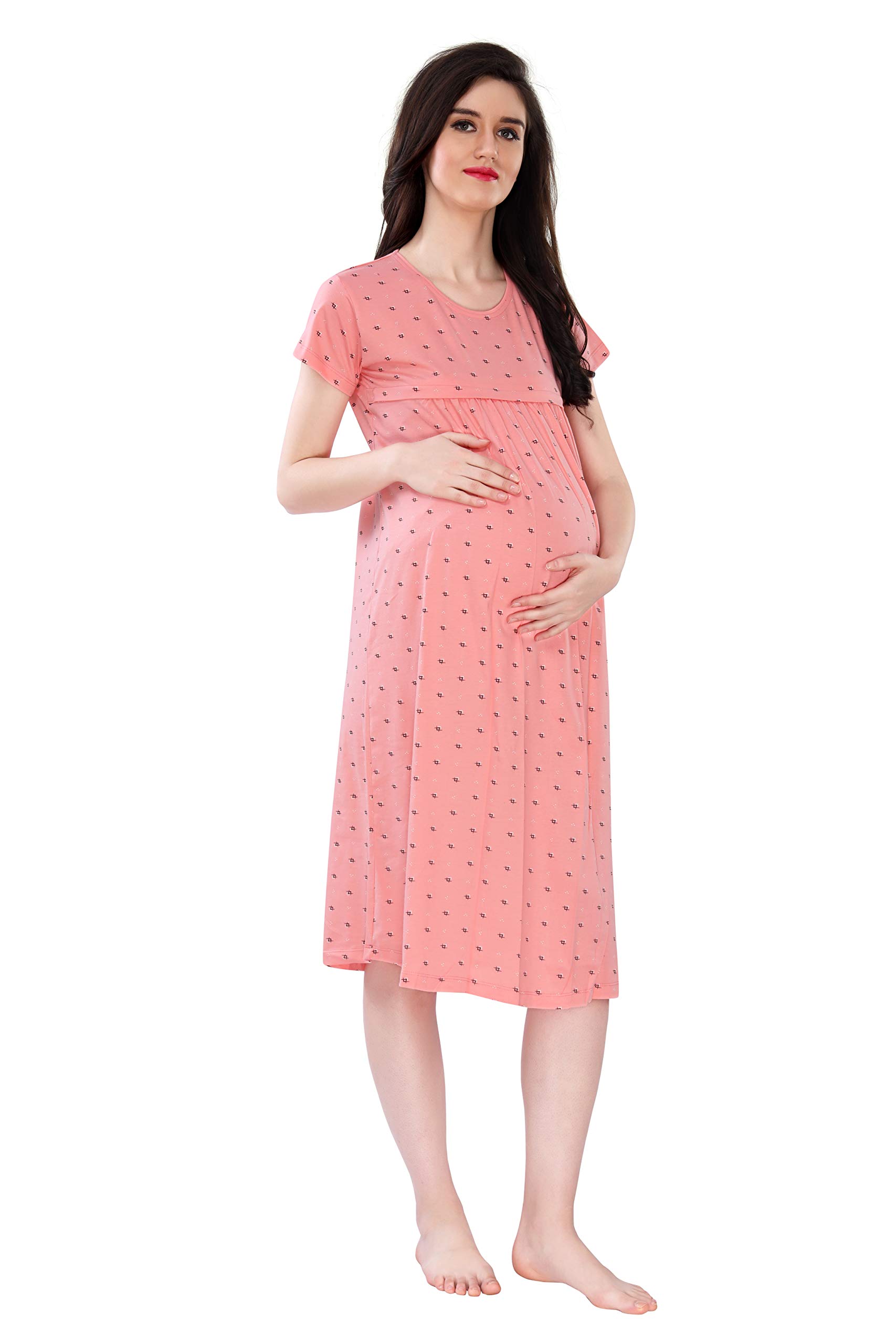 AV2 Women's Cotton Floral Knee Length Nighty (3076BXL_Peach_XL) - Image 3 thumbnail