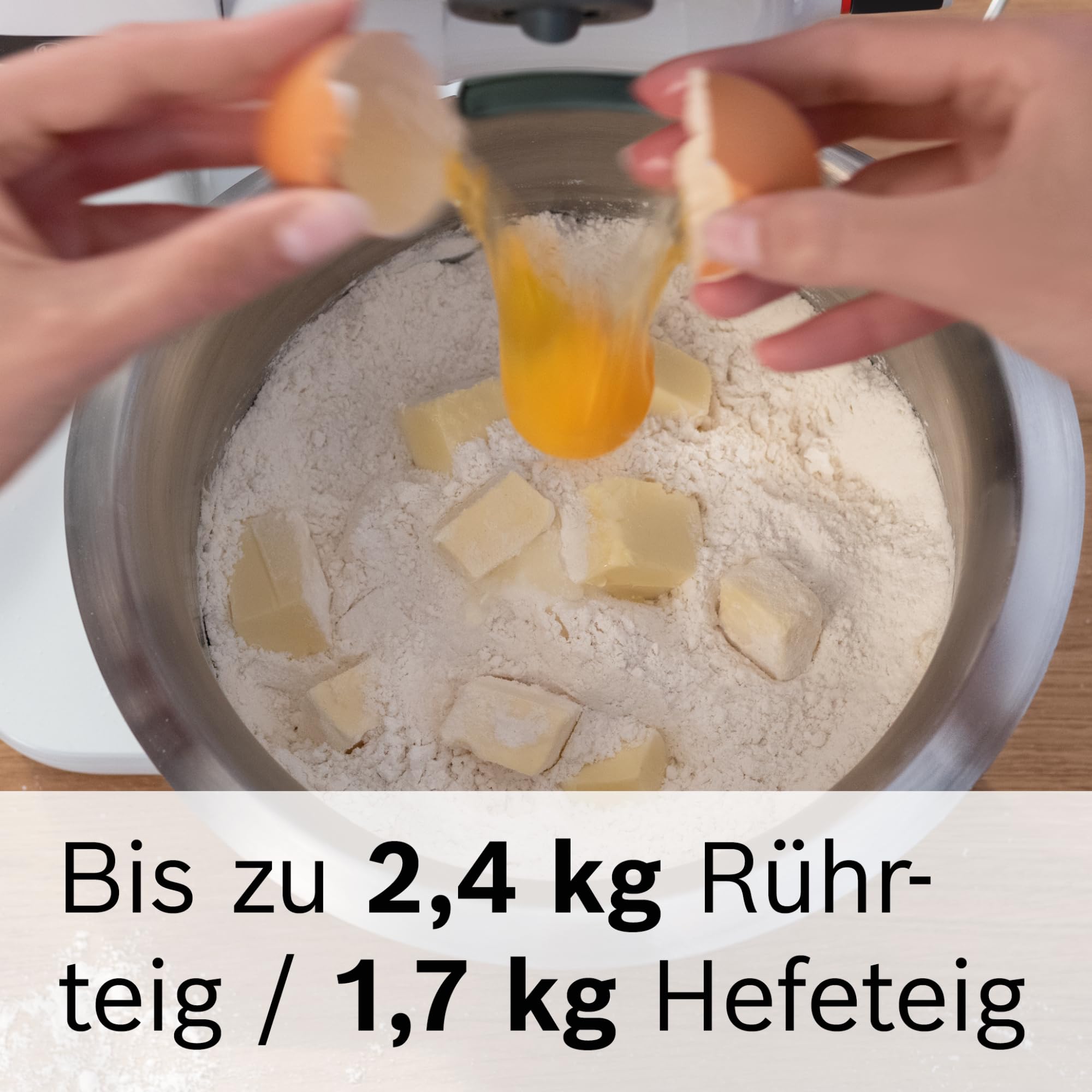 Bosch Edelstahl-Rührschüssel MUZS2ER, Zubehör passend für Küchenmaschine Serie 2, 3,8 Liter, spülmaschinenfest, robust, lebensmittelecht