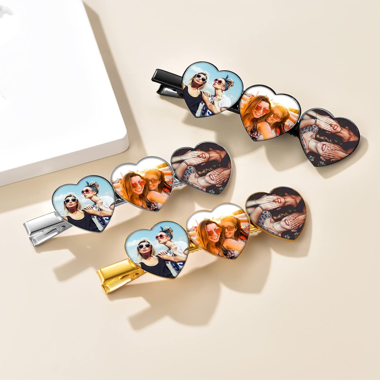Custom4U Personalized Hair Clips for Women Name Hair Clips/1-18 Pictures Hair Clips Customized Hairpin Barrettes Custom Gifts for Her (Gifts Box)