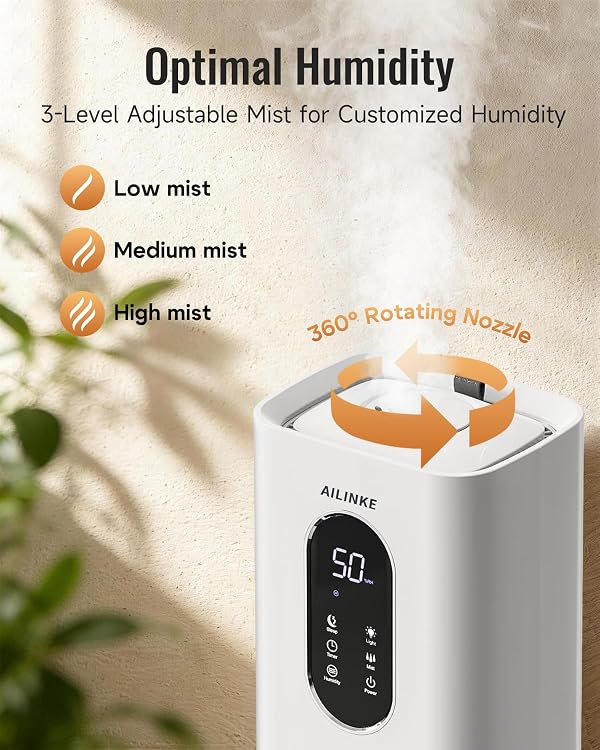Humidifiers for Bedroom 500 sq ft,2.1Gal/8L Cool Mist Humidifier Large Room by AILINKE - Used condition - Image 7