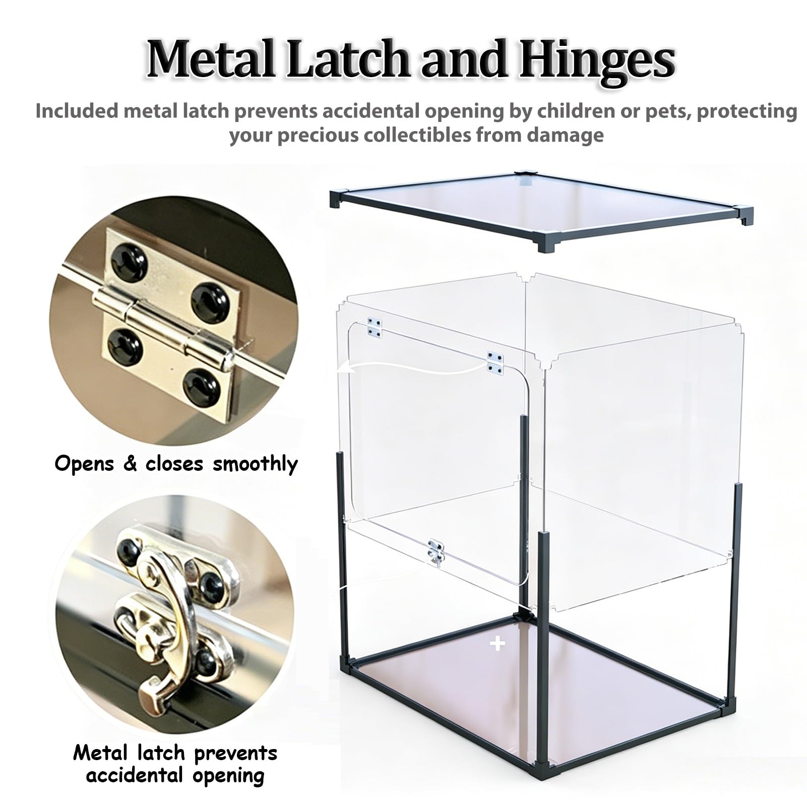 UrbanUp Teca Plexiglass Vetrina Espositiva Alta in Acrilico con Chiusura a Scatto, 80,70,60,50,40,30,20,15cm Vetrina Trasparente Autoportante, Struttura Cubica con Copertura(25x25xH50cm/10x10x20)