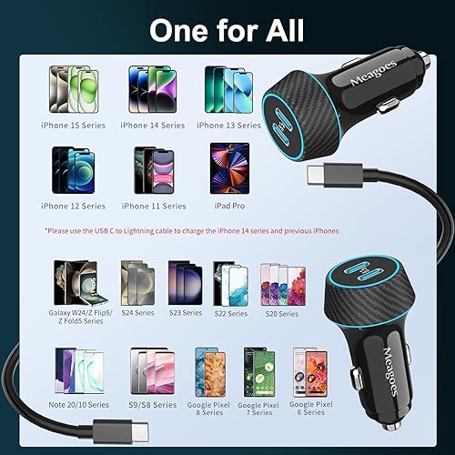 Miniatura 5 de Paquete de 2 cargadores de coche USB C de 40 W + 72 W 4 puertos USB C cargador de coche súper rápido carga rápida para iPhone 16 Pro Max/Plus/15