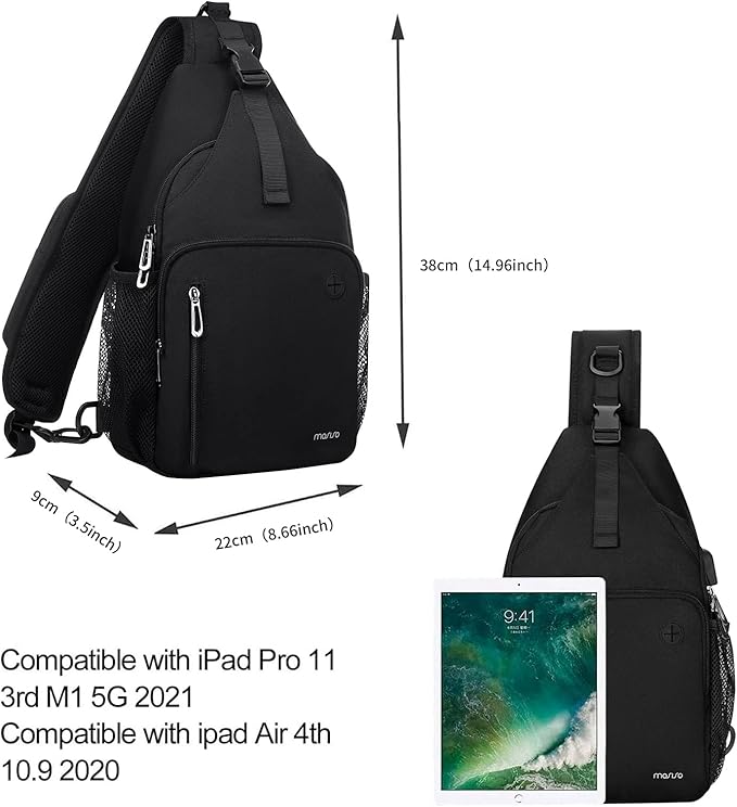Mochila Sling Crossbody para Senderismo Viaje con USB miniatura 5