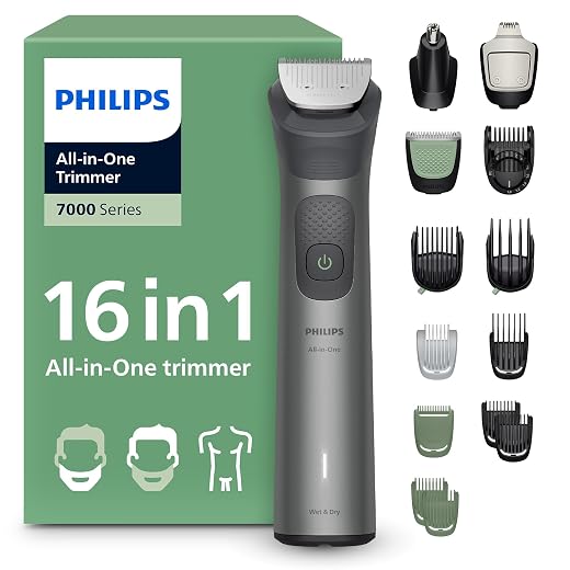 Philips 16-in-1 All-in-One Trimmer Series 7000 - Men's Hair Clipper and Shaver for Face, Head and Body, Self-Sharpening Steel Blades, 21 Lengths, Refillable, MG7931/15