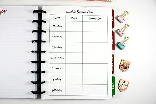 Miniatura 4 de Weekly Dinner Planner Inserts for 9-Disc Classic Happy Planner, Classic Happy Planner Meal Planner, Pre-punched Happy Planner Inserts, Grocery List