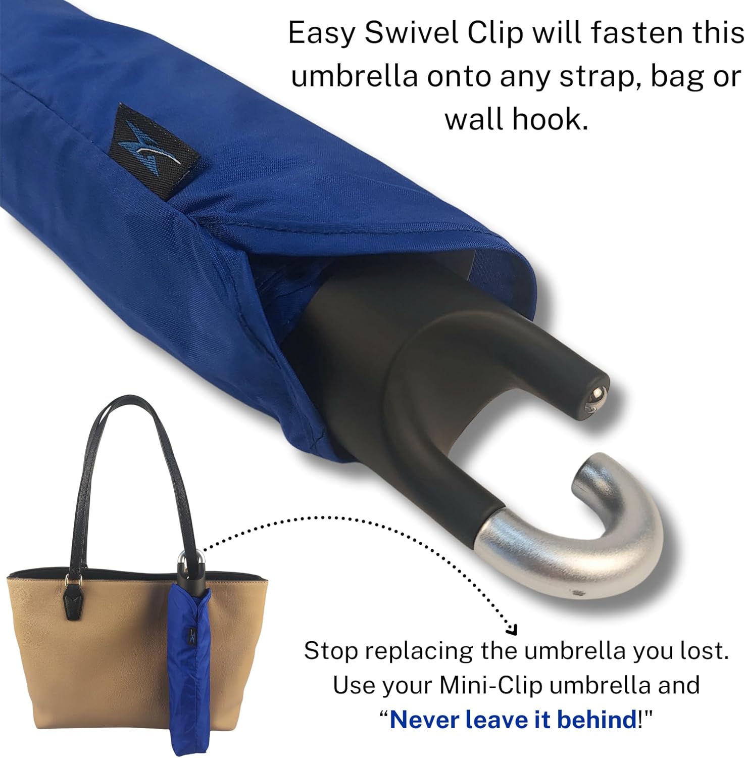Storm Duds Mini Compact Storm Umbrella - NCAA Logo 42” Coverage, Folds to 11 Inches- Swivel Clip on Handle - Water, Wind & Rust Resistant, and Flexible Frame