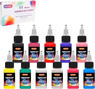 Airbrush Paint Set, 11 Colors (20 ml/0.7 oz), Ready to Spray, Opaque & Neon, Water-Based Acrylic Kit for Artists & Hobbyists