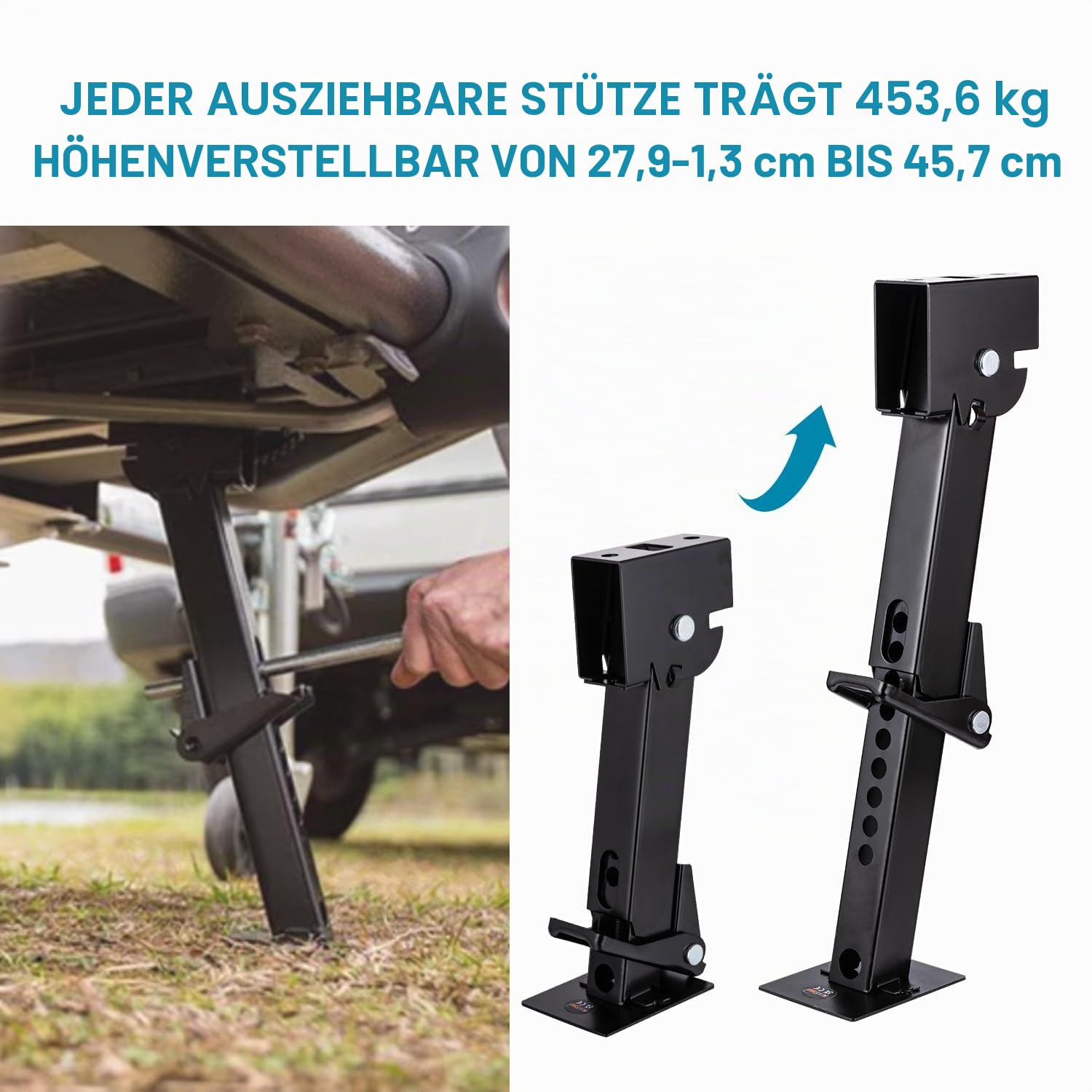 KATSU 2 Stück RV Anhänger Stabilisator Wagenheber 11-1/2" bis 18", Kapazität 1000 lbs, Zusammenklappbarer Teleskop-Wagenheber für Anhänger und Wohnmobil
