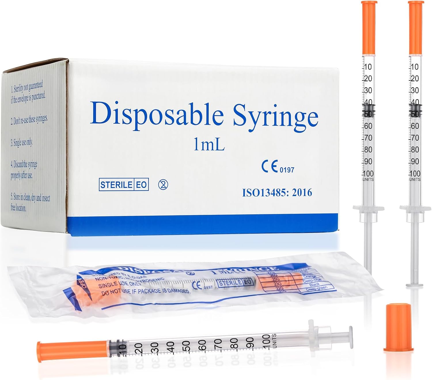 Box of 100 Lab-U-100 1.0cc/mL Jeringas, 30Ga-1/2" (13mm) Cap | Individually Wrapped