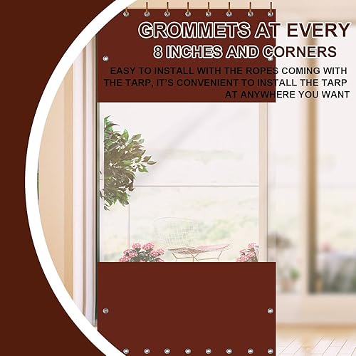 Miniatura 4 de Ezcasch Cortina de vinilo para exteriores de 20 onzas cortina de panel transparente para exteriores resistente a la intemperie para pérgola porche