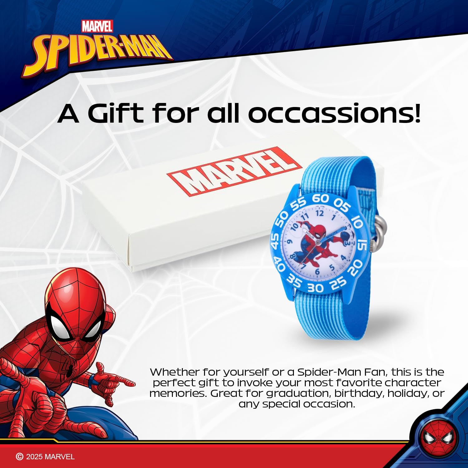 Marvel Spiderman Watch for Kids - Spiderman Watch Boys - Spider-Man Watches for Boys 4-6 - Toys - Kids - Marvel Toddler - Silver Case - 3D Silicone Plastic Strap - Image 6