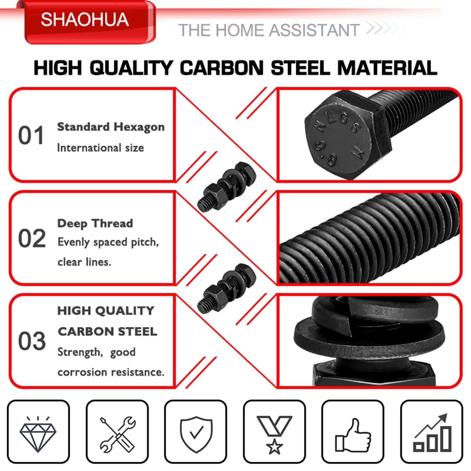 244 Uds M3 M4 M5 M6 M8 M10 Kit surtido de pernos y tuercas negros tornillos de cabeza hexagonal plana métrica de acero al carbono pernos arandelas de junta de bloqueo