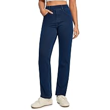 Heathyoga Straight Leg Jeans for Women Stretchy Pull On High Waisted Sweatpant Jeans Women Trendy Bootcut Jean Denim Pants