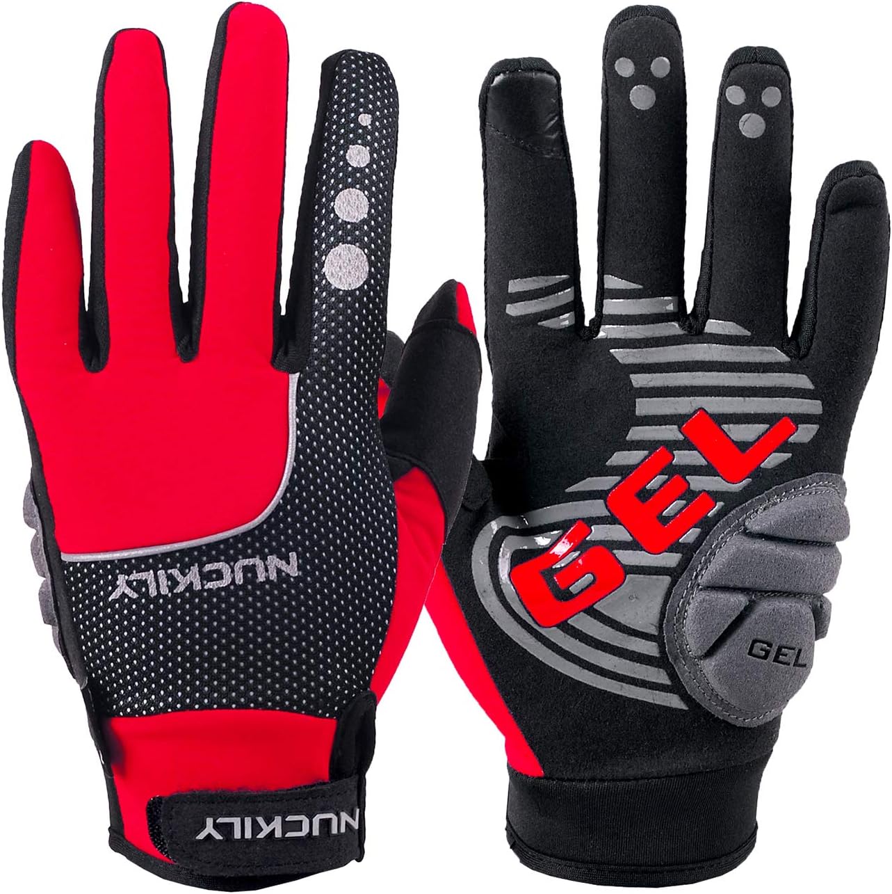 Unisex Cycling Gloves Touchscreen Full Finger Thickened Thermal Fleece Lining Winter Sports Mountain Bike Anti-Slip Touch Screen MTB Gloves Gel Padded for Men Women