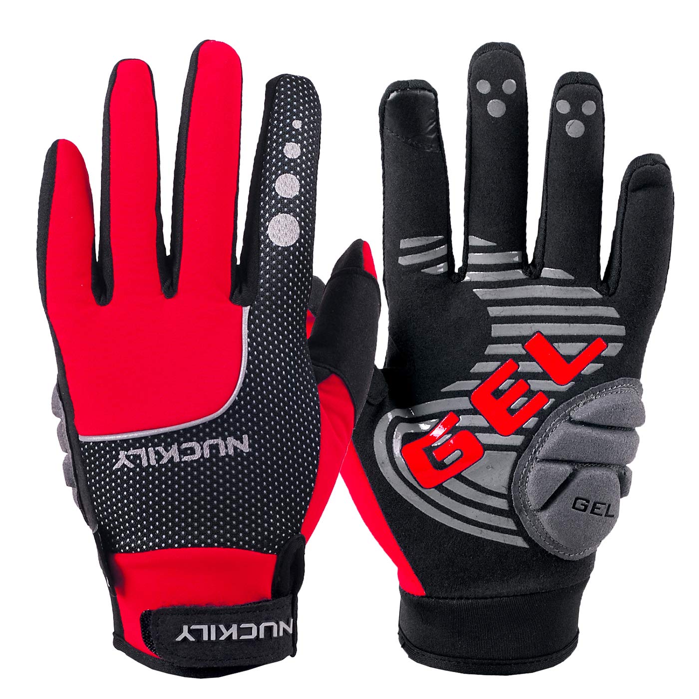 NUCKILY Guantes de ciclismo para hombre con pantalla táctil, forro polar térmico grueso, unisex, para deportes de invierno, bicicleta de montaña, antideslizantes, para pantalla táctil, guantes MTB
