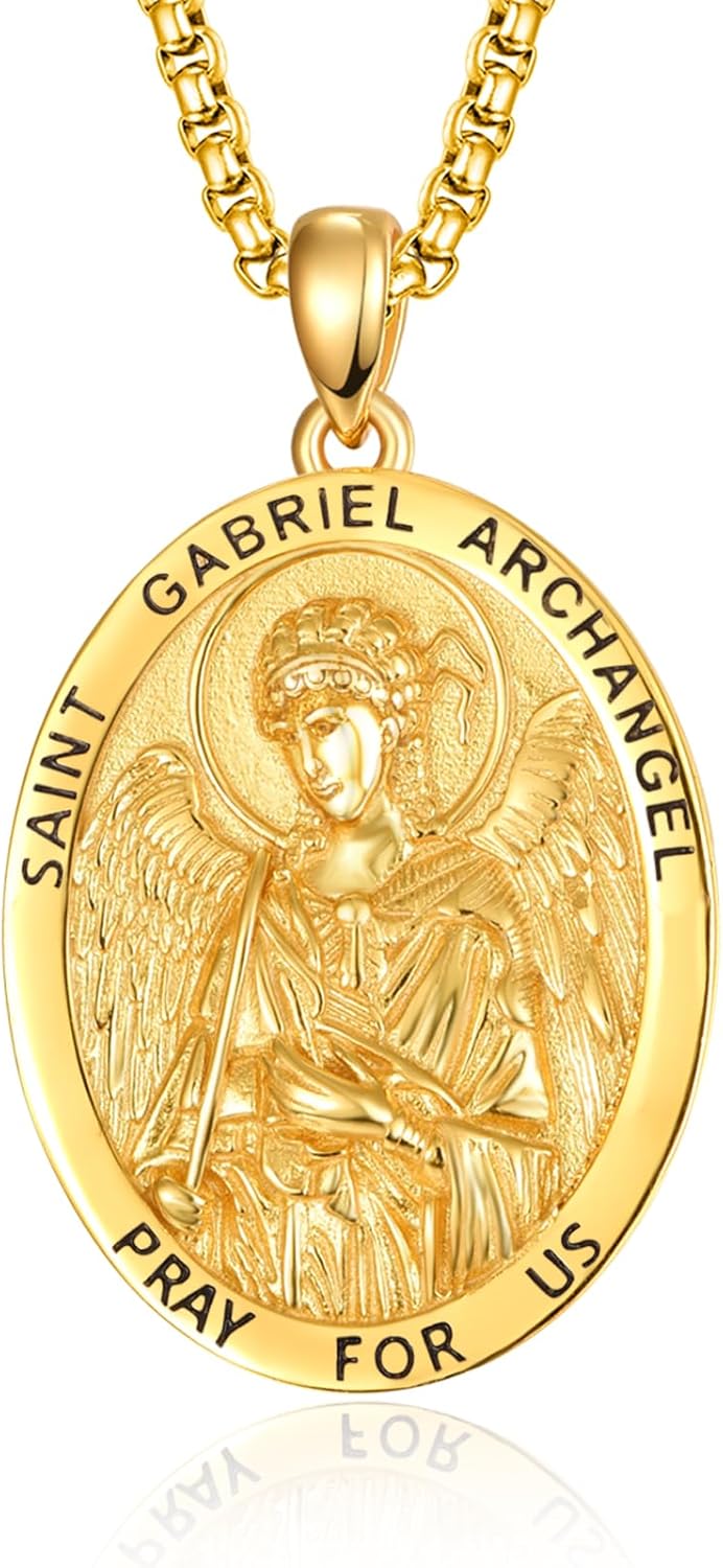 ADMETUS 925 Sterling Silver Patron Saint Medals | Amulet Necklace Protection Jewelry for Men with 2.5mm 22"+2" Rolo Chain