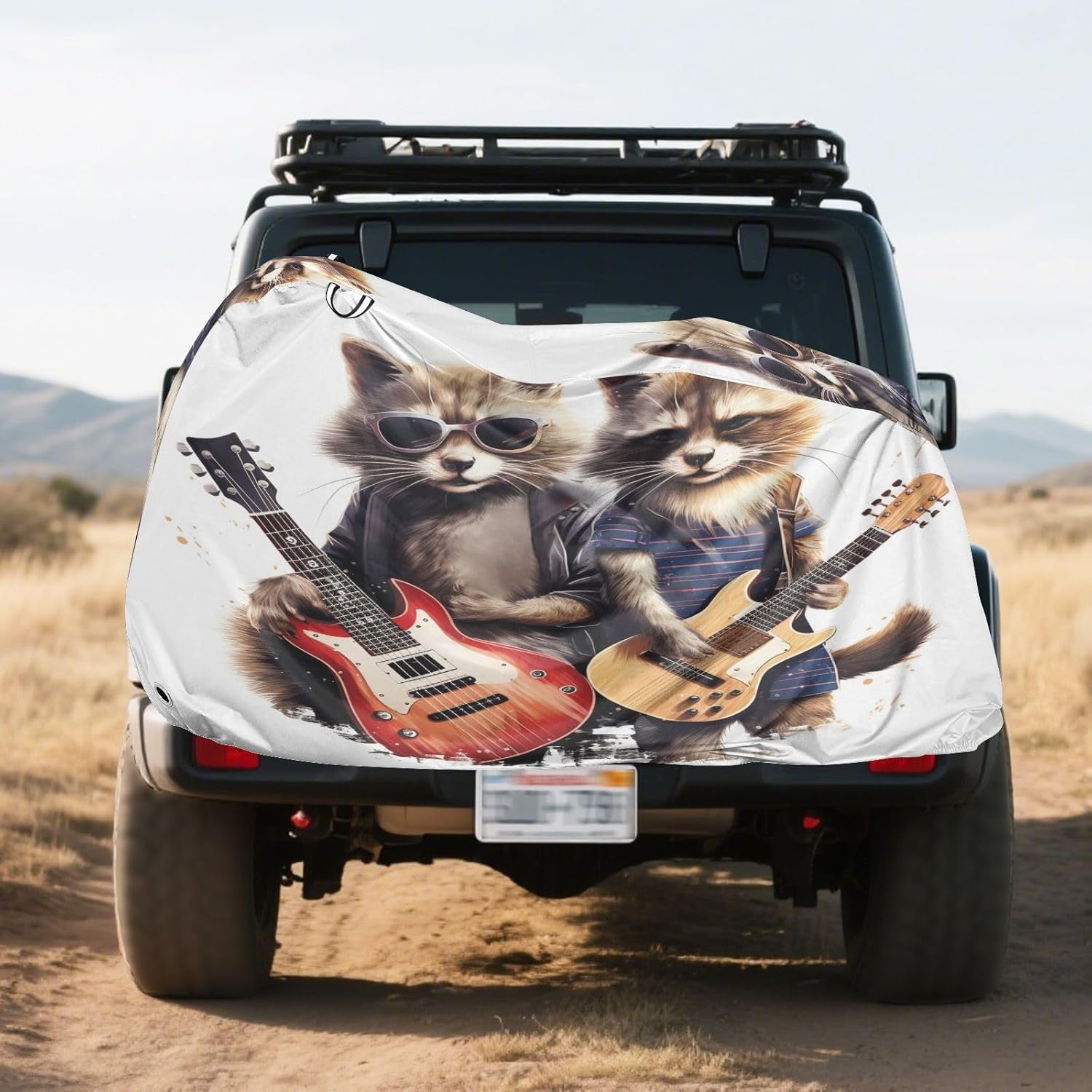 ALAZA Raccoon Music Guitar Bike Cover Waterproof Outdoor Ebike Bicycle Covers Tarp Protection for 1/2 Bikes, Sun UV Dust Wind Proof