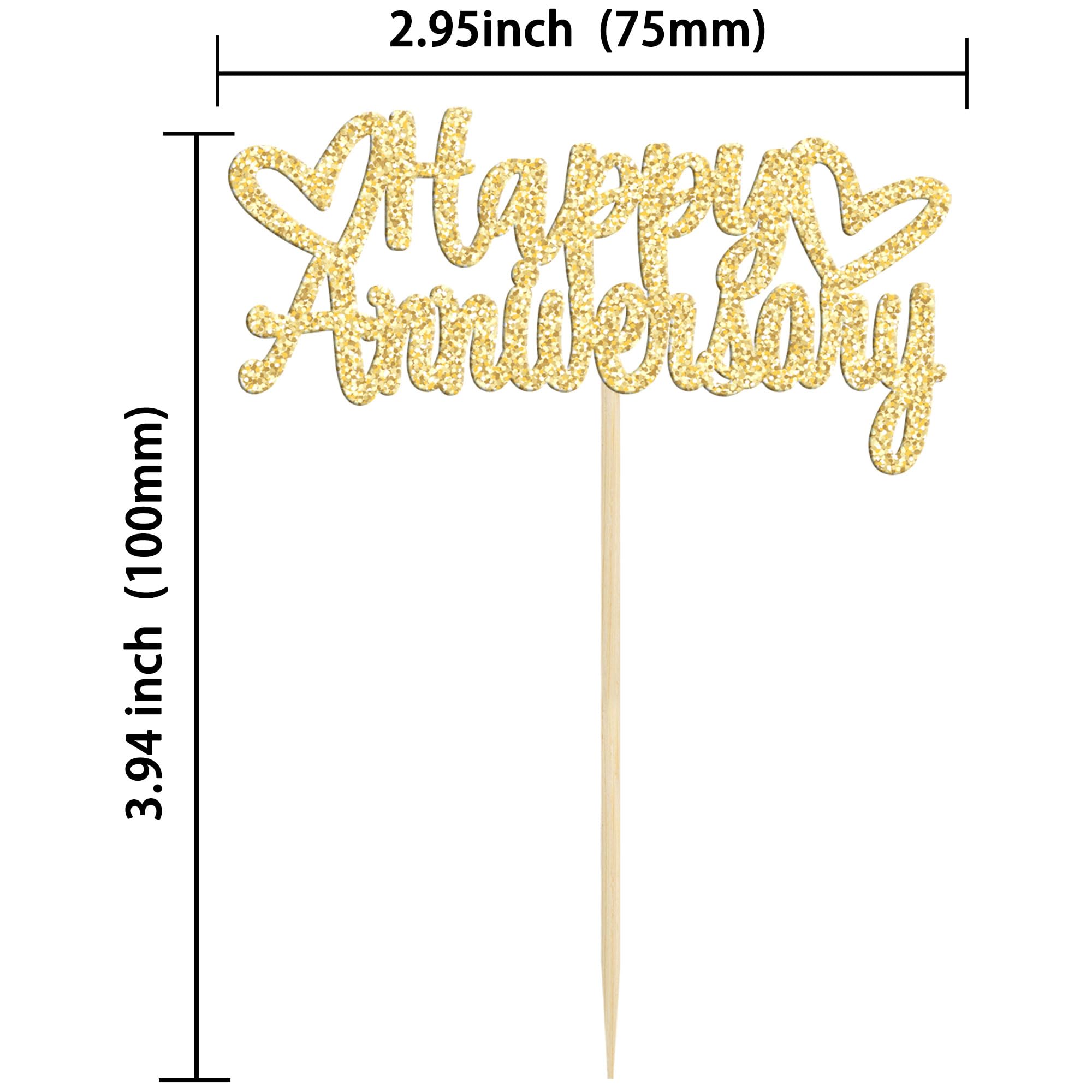 Gyufise 24 Pack Gold Glitter Cupcake Toppers for Cake Decoration & Party Supplies - Image 2