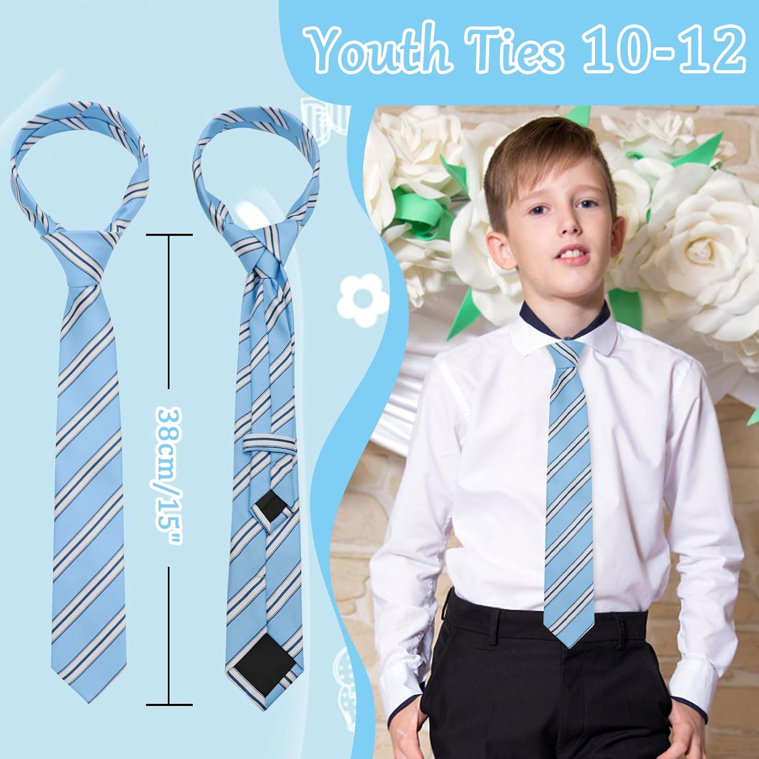 Luckyvestir Ties for Boys, Red Kids Tie, 2.36" Self Striped Twill Teen Kids Boys Ties 10 12 Years for School Uniforms Shirts