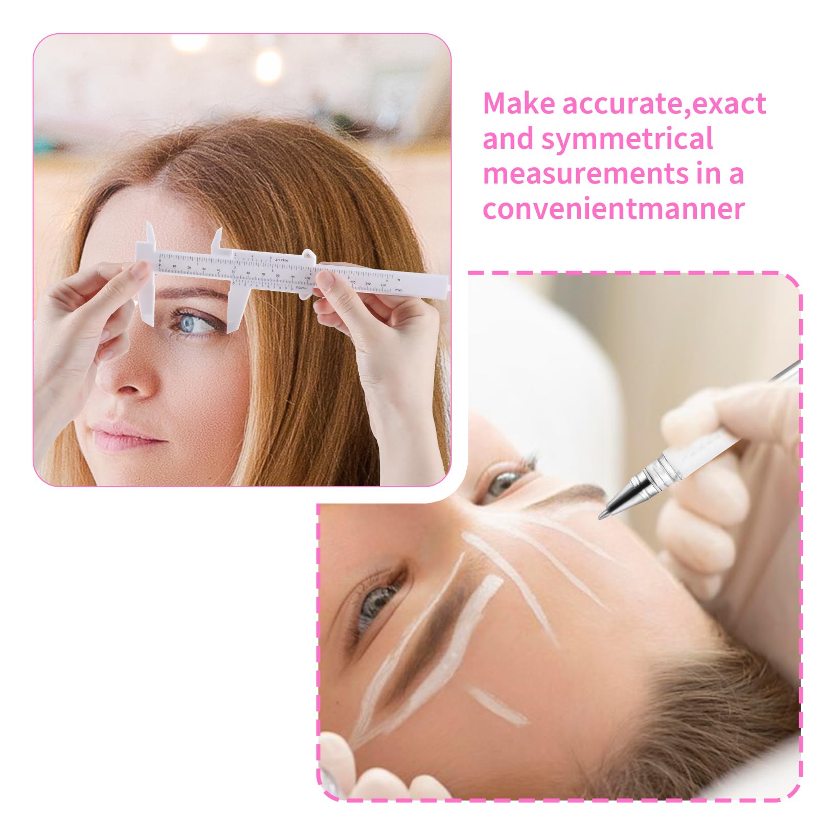 Rotulador de microblading para cejas, 2 bolígrafos de mapeo de cejas con 4 recambios de repuesto y 1 regla, rotulador de maquillaje para tatuaje, suministros de laminación de cejas para piel de labios 6