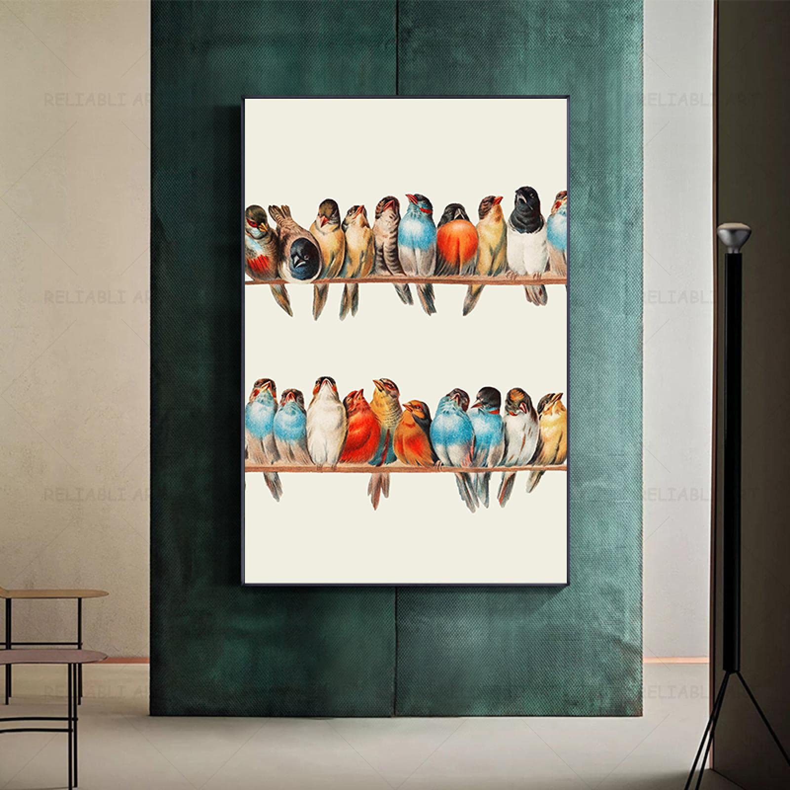 Amazon.co.jp: 鳥のとまり木ヘクタージャコメリ絵画キャンバスに動物の