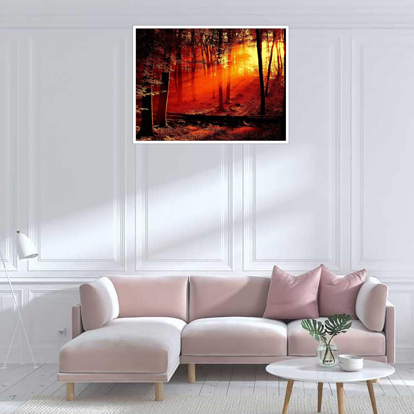 AERART Quadro Su Tela Paesaggio Con Alberi Al Tramonto – 33x33 Cm – Stampe Moderne Per Arredo Casa E Bagno