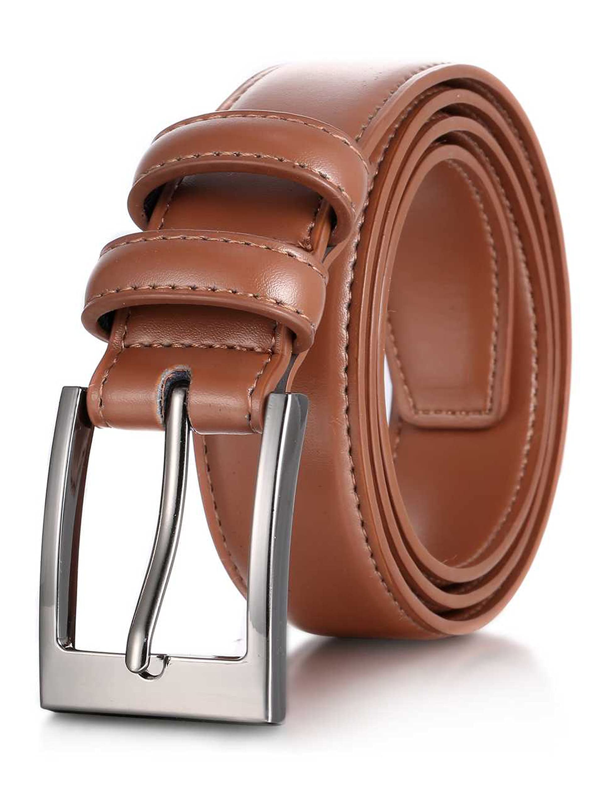 Marino’s Men Genuine Leather Dress Belt with Single Prong Buckle - Tan - 30 (Waist: 28)