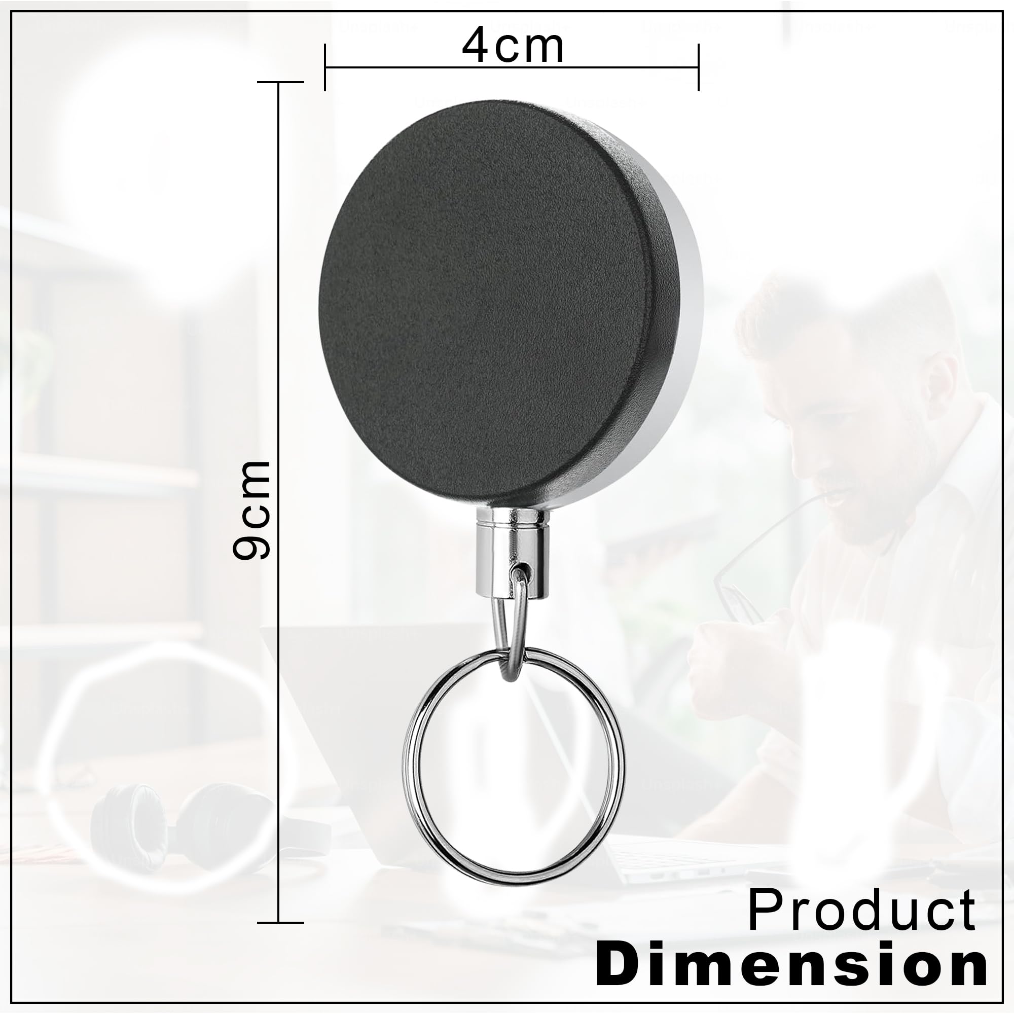 Pack of 2 Metal Badge ID Card Holders for Office Employee and Staff Retractable YOYO Badge Reel Steel and Black Lanyard for ID Cards