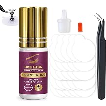 Eyelash Extension Glue, Extra Strong Professional Lash Glue 5ml, 1 Sec Dry & Retention 8 Weeks Eyelash Glue, Black Lash Extension Glue for Semi-Permanent Extensions Salon Use for Lash Tech