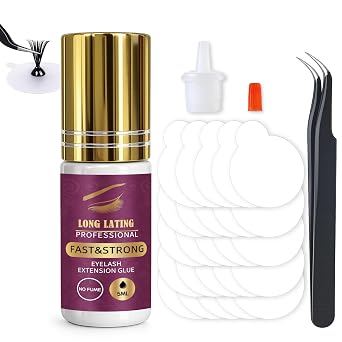 Eyelash Extension Glue, Extra Strong Professional Lash Glue 5ml, 1 Sec Dry & Retention 8 Weeks Eyelash Glue, Black Lash Extension Glue for Semi-Permanent Extensions Salon Use for Lash Tech