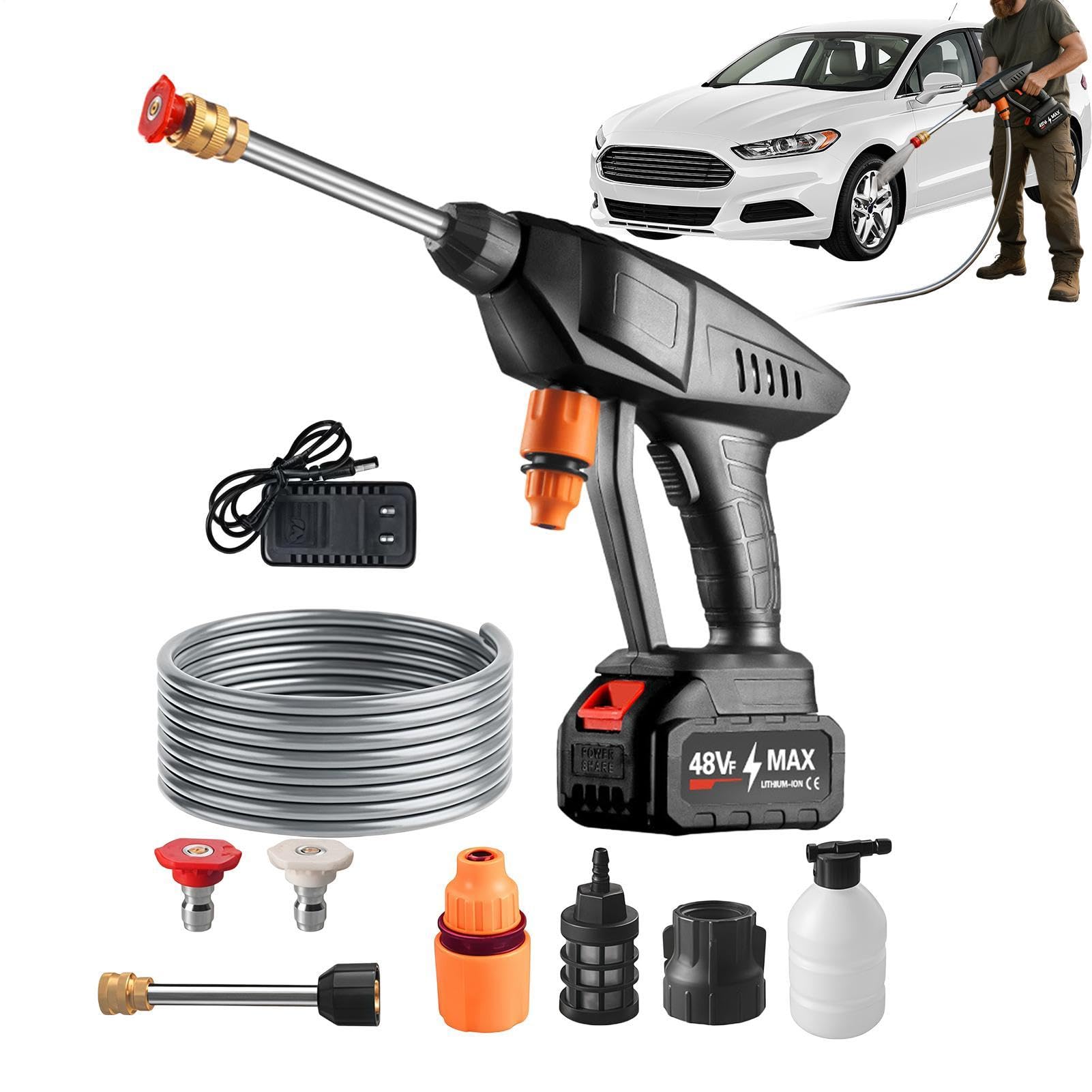 a Presión Eléctrica 3 Modos Portátil Acero Inoxidable Limpieza Profunda | Hidrolimpiadora Compacta para Auto Bicicleta Barbacoa Hogar Exterior Jardín Muebles Patio Valla