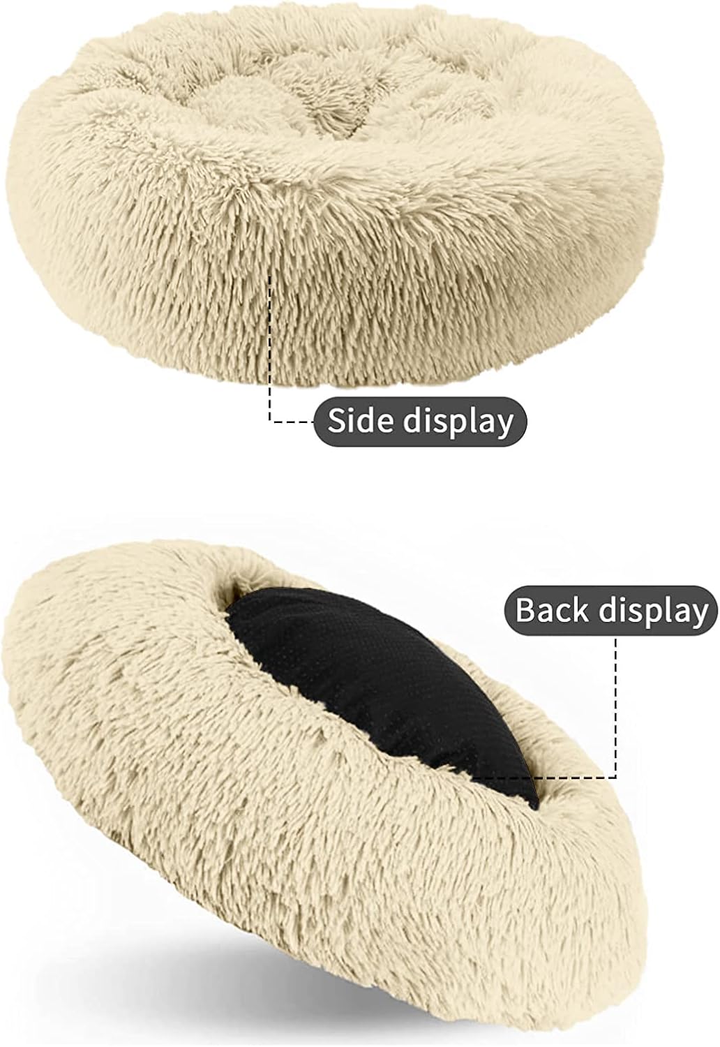 Nisrada Cat Beds for Indoor Cats,24 Inch Dog Bed for Small Melium Large Dogs, Washable-Round Pet Bed for Puppy and Kitten with Slip-Resistant Bottom