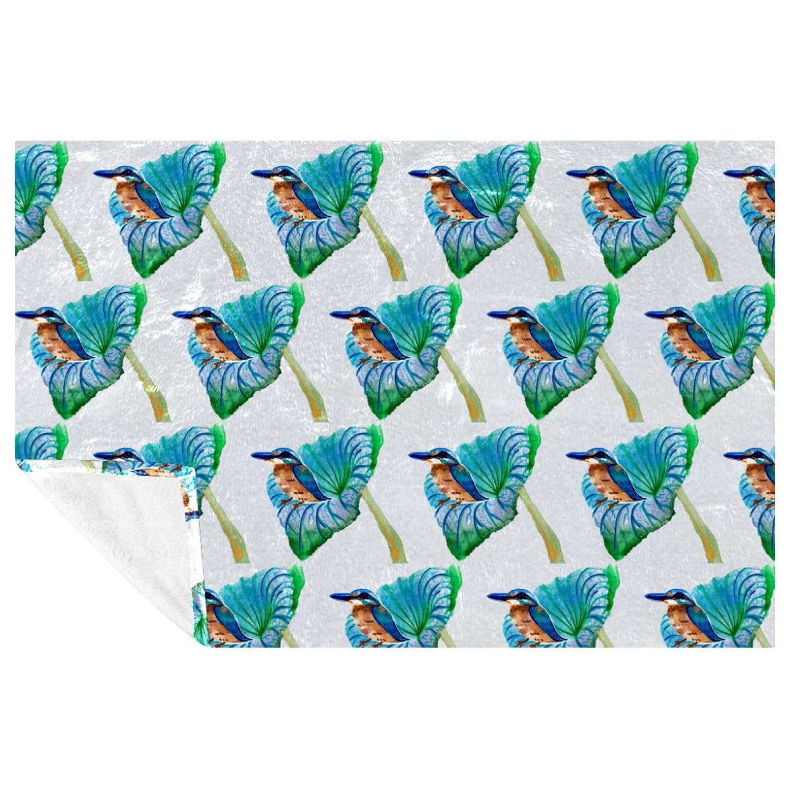 Couverture douce d'oiseaux sur fleurs pour vos soirées cocooning au canapé ou pique-nique