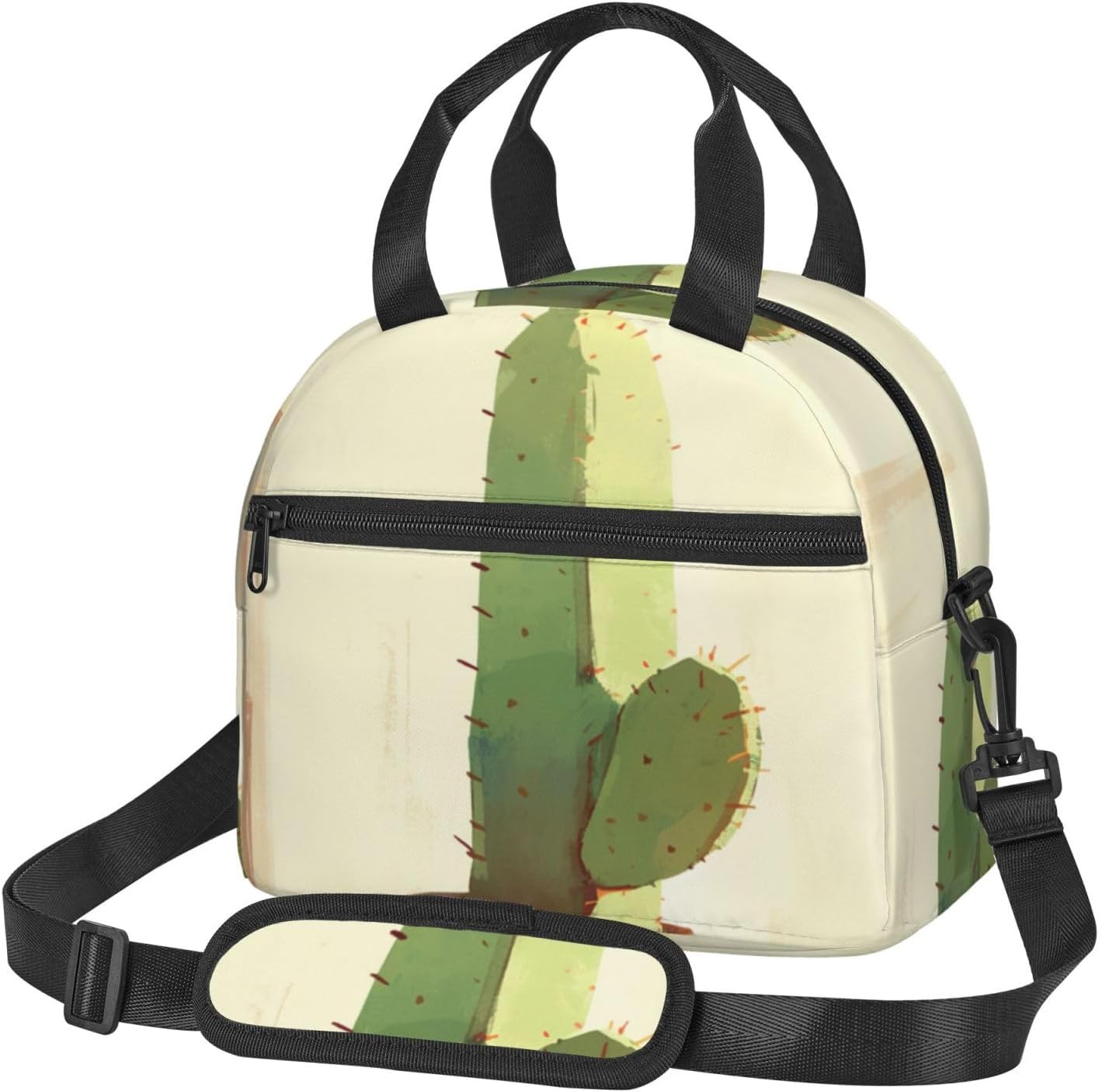Cactus Print Reusable Lunch Bag Insulated Lunch Boxes for Office Work Picnic Tote Bag Adjustable