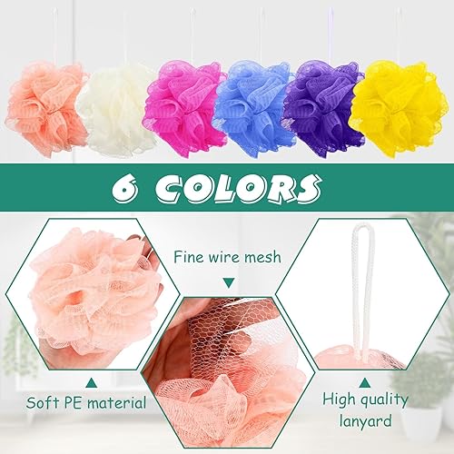 Miniatura 3 de 50 esponjas de baño para ducha, esponjas, esponjas, a granel, exfoliante, paquete de bolas de malla coloridas, limpieza de viaje, accesorios de baño