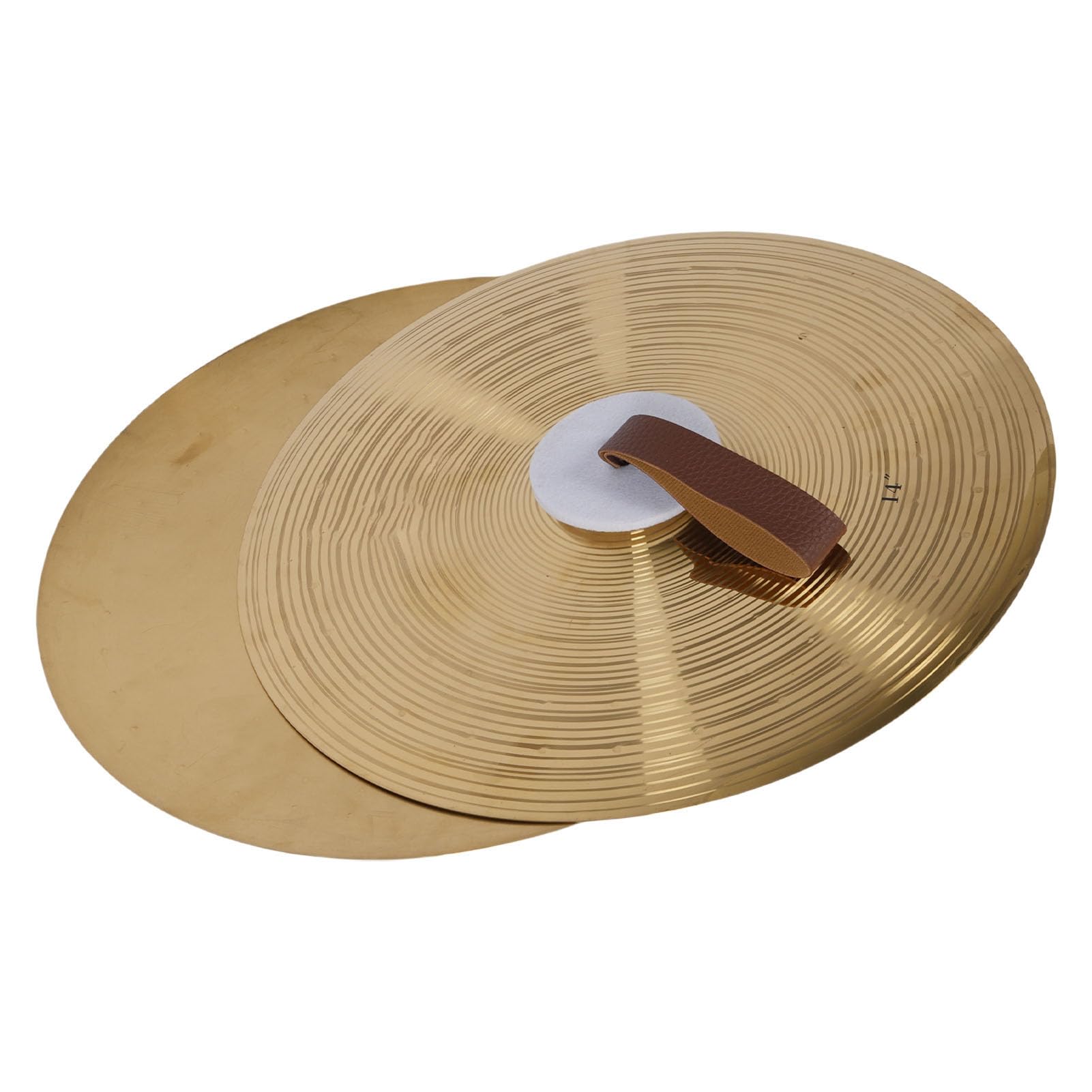 Piatti per Batteria, Piatti per Percussioni da Costruzione in Lega da 14 Pollici, Set di in Lega con Cinturini in Pelle per Dita per Gruppi Studenteschi Principianti Rock Jazz Pop Music