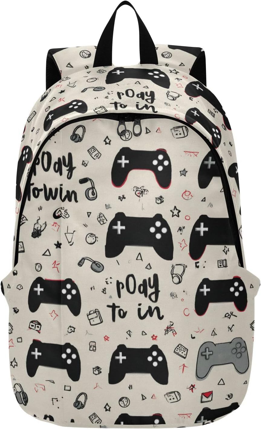 SHJI Repeating Game Controller Laptop Backpack Casual Travel Backpack Hiking Camping Work Computer Back Bags for Men Women