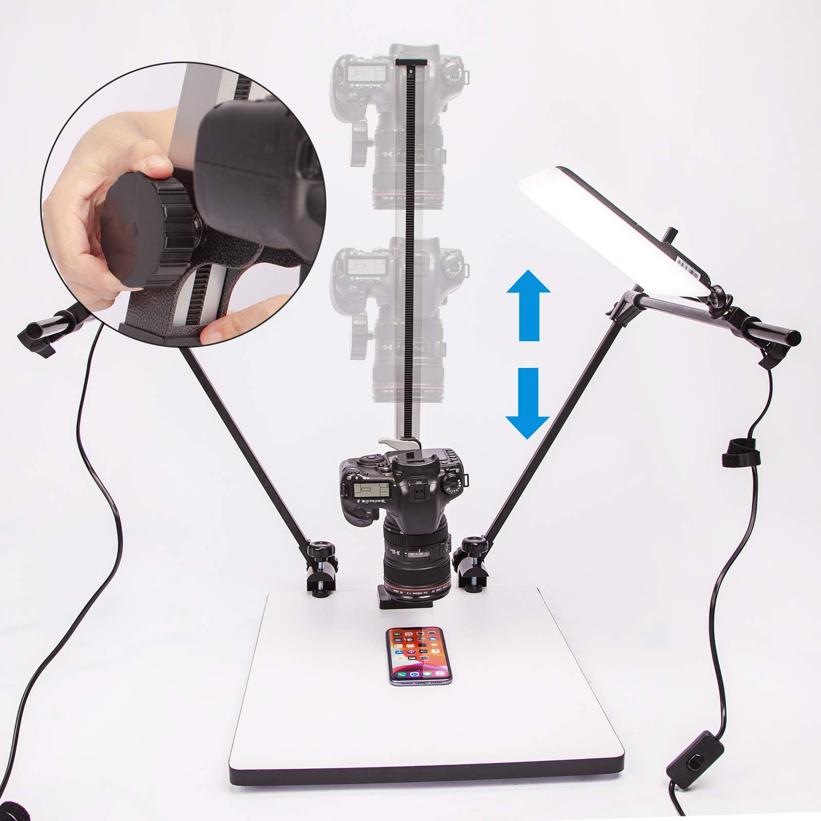 (Copy Light) Support de copie Pro avec deux lumières E27 A + Plaque de déverrouillage rapide pour DSLR Macro Shoot Photo Video