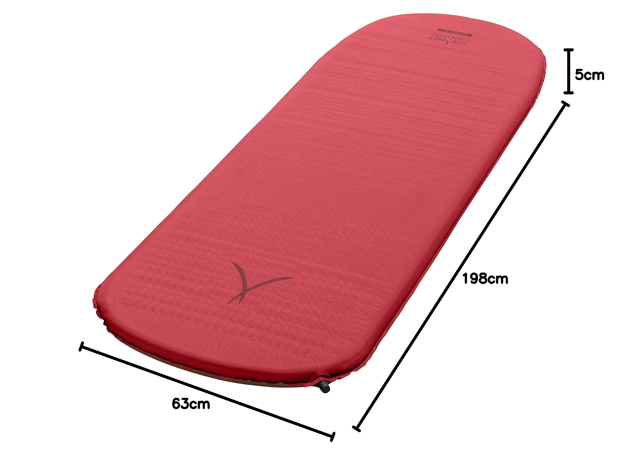 Grand Canyon HATTAN 5.0 L - Materasso da campeggio autogonfiabile, materasso ad aria - 198x63x5,0cm - American Beauty (rosso bordeaux)
