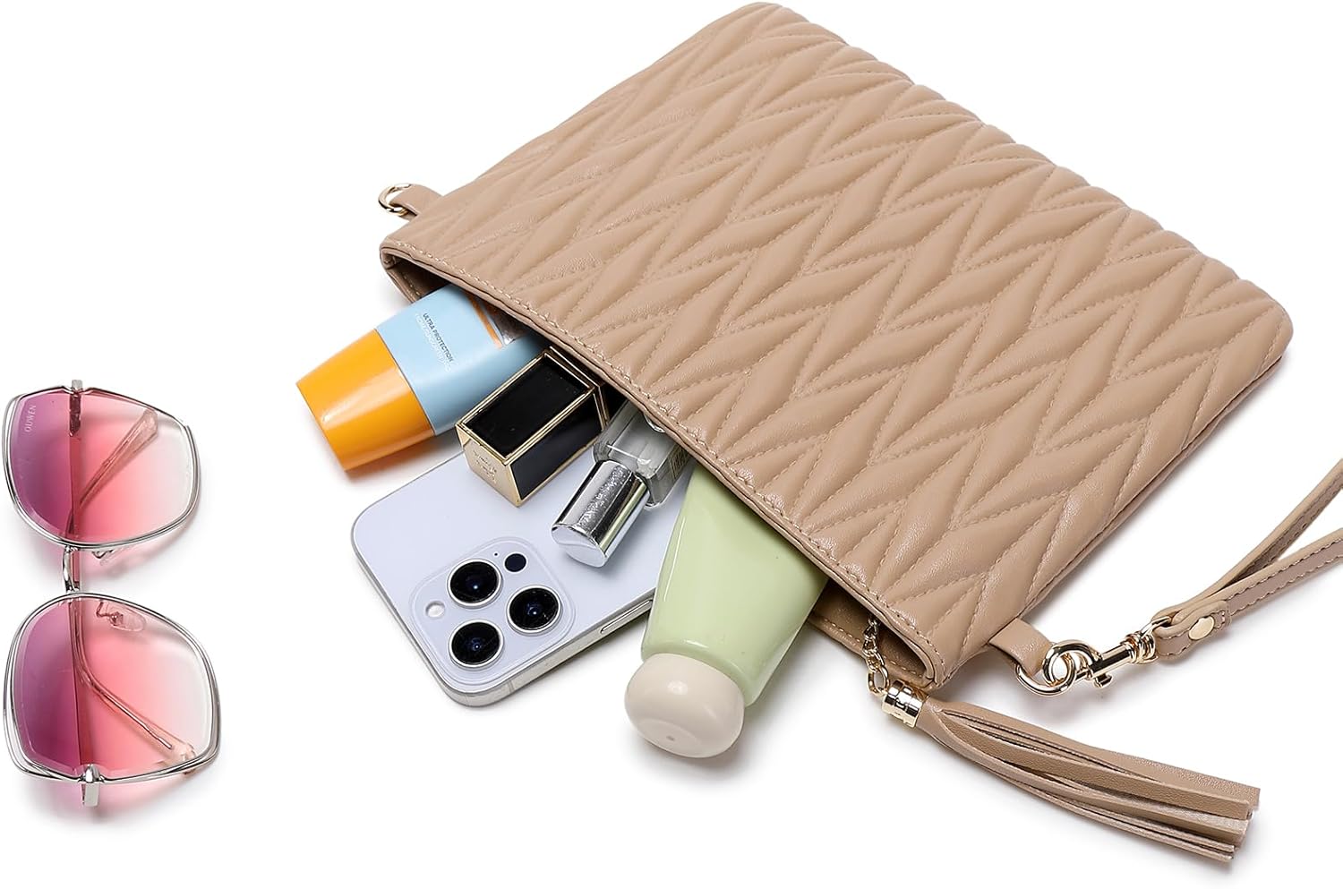 Trendy Vegan Leather Shoulder Purses, Clutch Wallet with Wristlet Strap,Small tassel Crossbody Bags for Women - Image 6