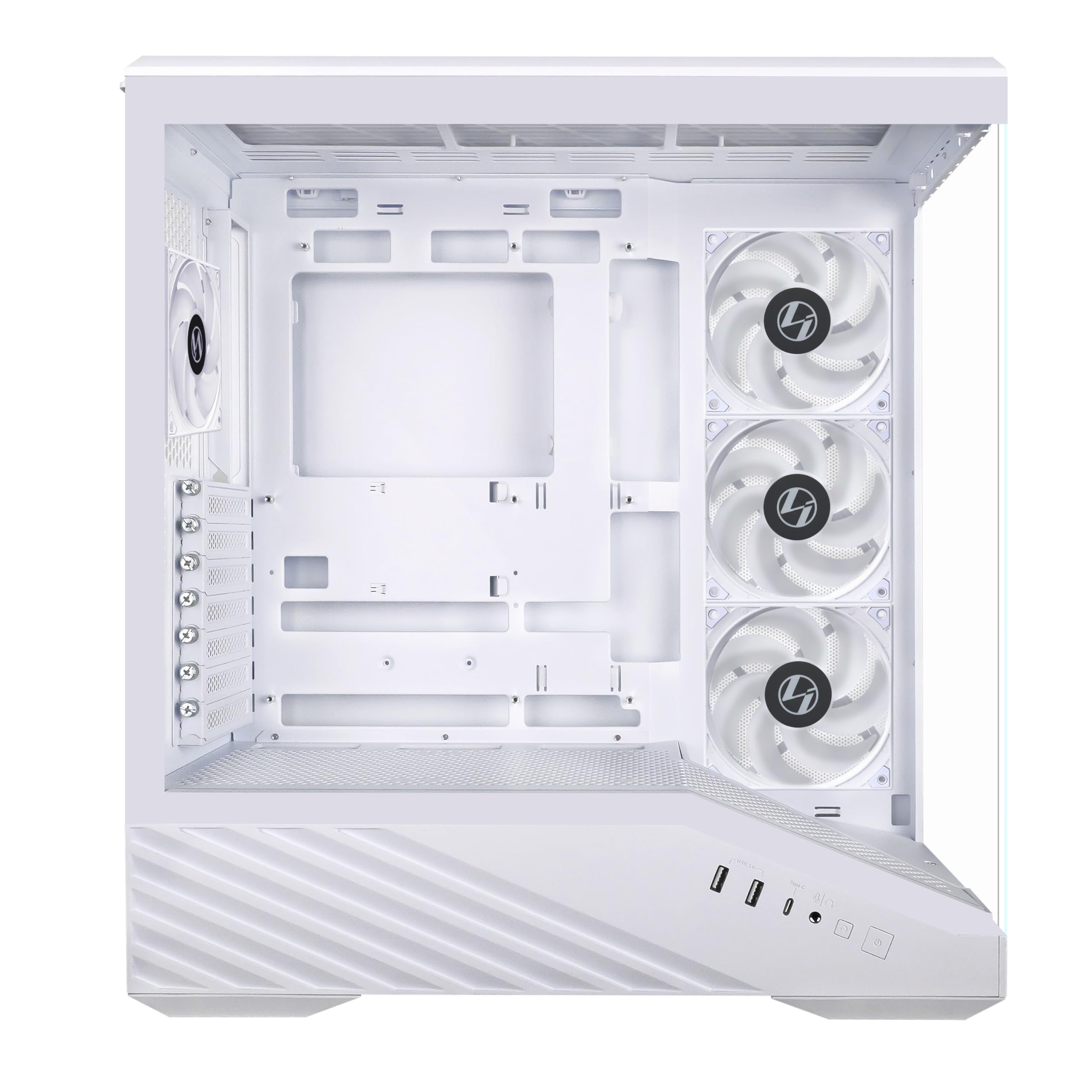 Lian Li V100 ATX - Carcasa de PC de Torre Media, 4 Ventiladores ARGB PWM de 120 mm preinstalados, Tira LED RGB, Plataforma de visualización con Vidrio Templado, Compatible con GPU de 420 mm, radiador | 4 ventiladores ARGB PWM de 120 mm preinstalados, tira